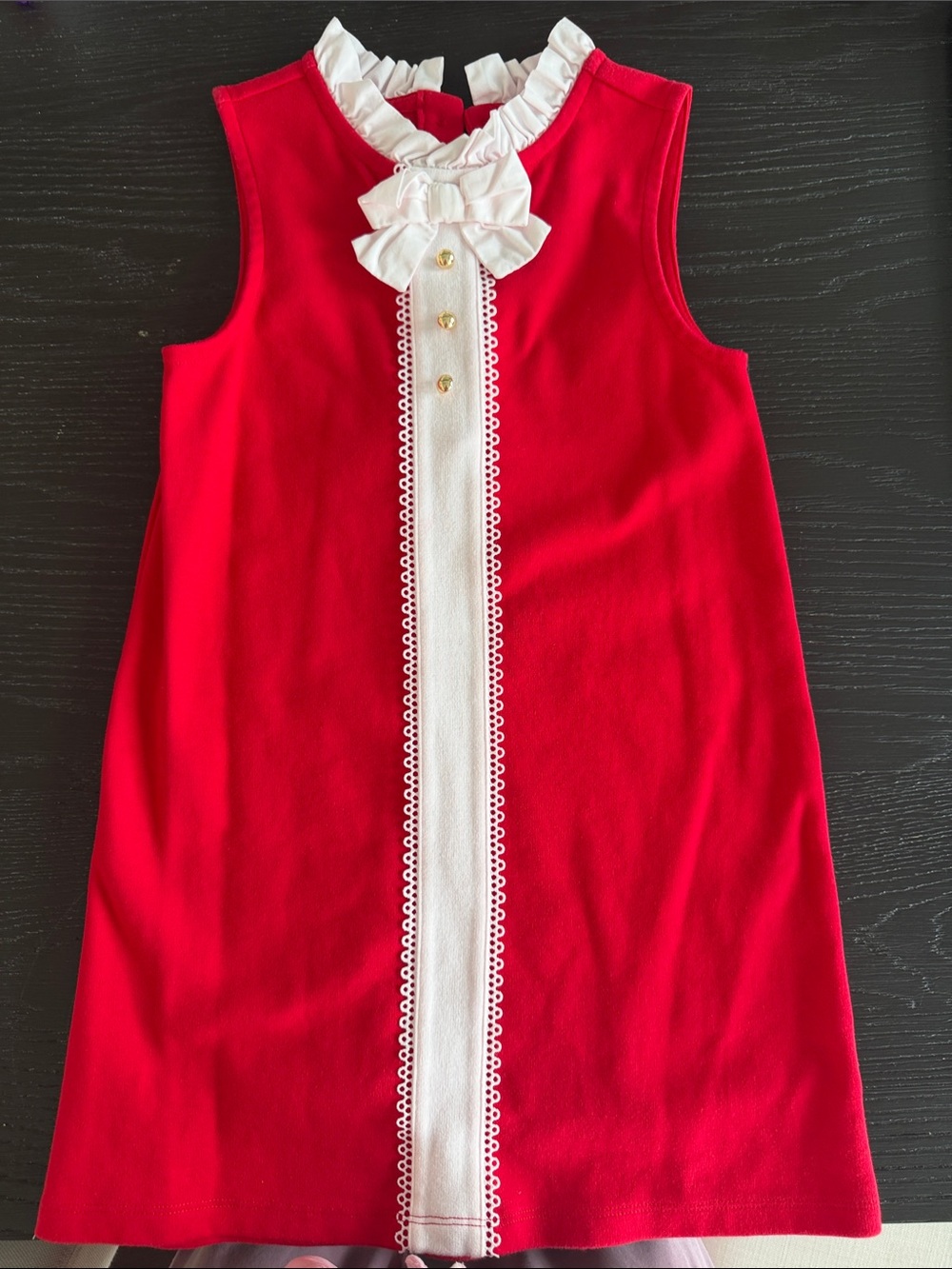 Janie and Jack Red Sleeveless Dress with White Ruffle and Trim
